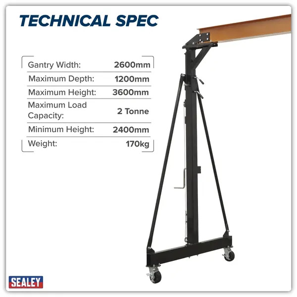 Sealey SG2000W Portable Lifting Adjustable Gantry Frame 2 Tonne