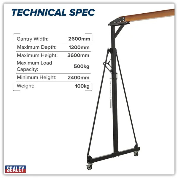 Sealey SG500 Portable Lifting Adjustable Gantry Frame 0.5 Tonne