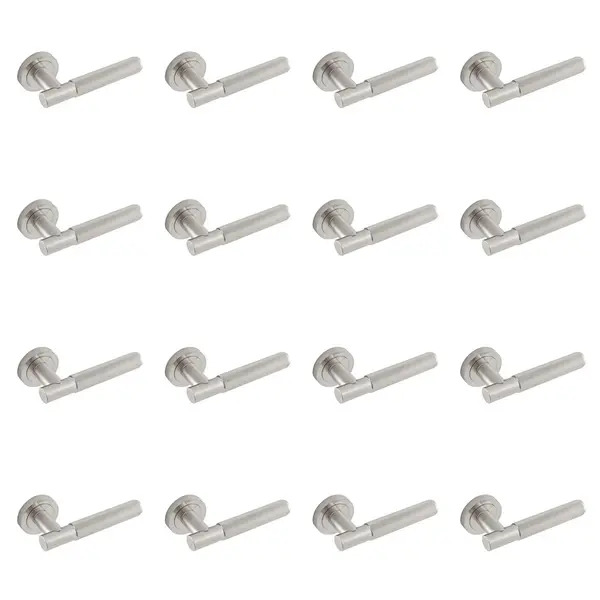 Eclipse 62232x16 Knurled Lever on Rose - Satin Nickel - 8 Pairs