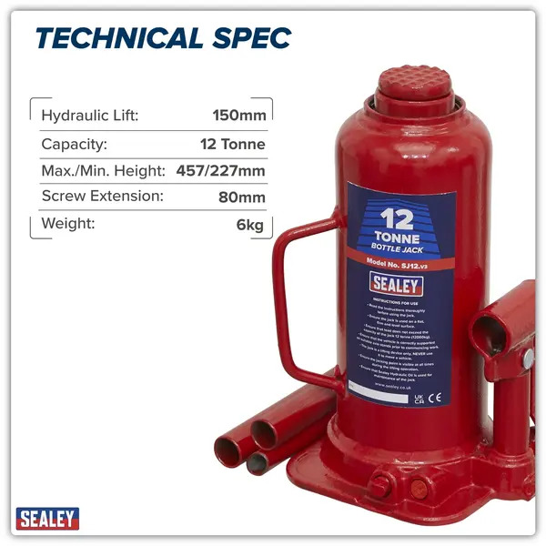 Sealey SJ12 Bottle Jack 12 Tonne
