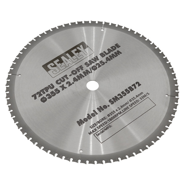 Sealey SM355B72 72tpu Cut-Off Saw Blade �355 x 2.4mm/�25.4mm