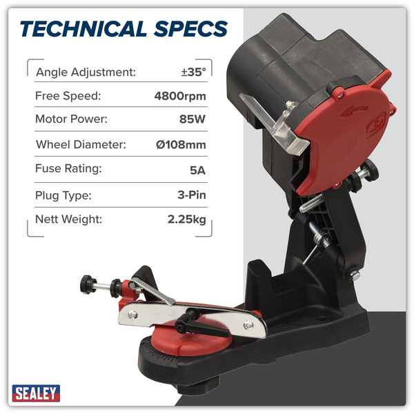 Sealey SMS2002C Bench Mounting Chainsaw Sharpener 85W