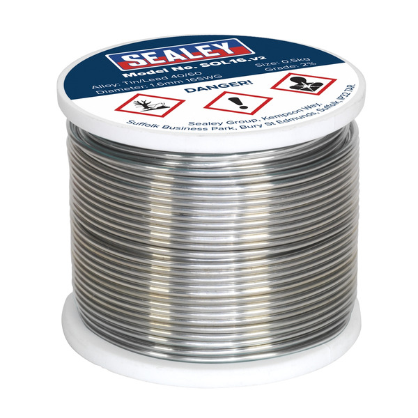 Sealey SOL16 Quick Flow Solder Wire 1.6mm/16SWG 0.5kg Reel