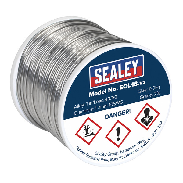 Sealey SOL18 Quick Flow Solder Wire 1.2mm/18SWG 0.5kg Reel