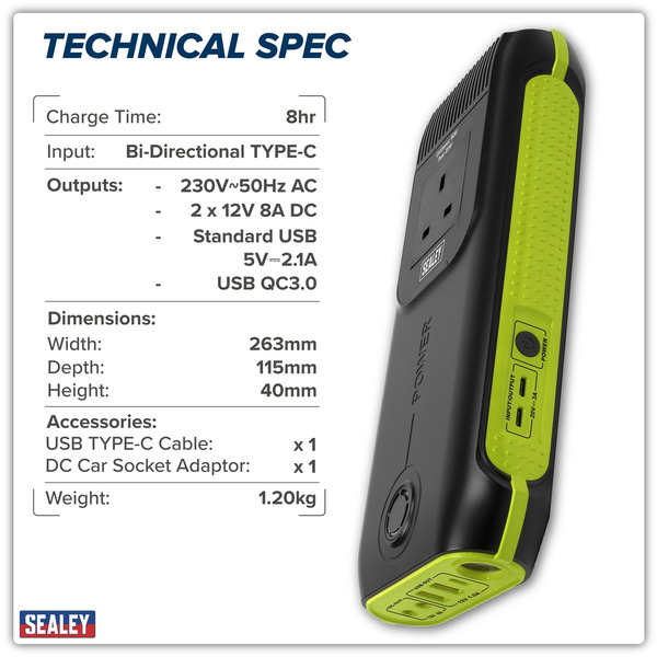 Sealey SPB160W AC Power Pack 160W 115Wh