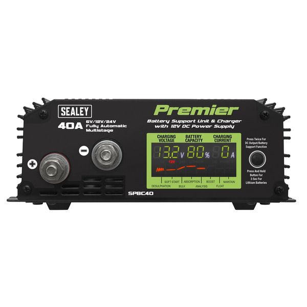 Sealey Premier Battery Support Unit Charger & Maintainer 40A