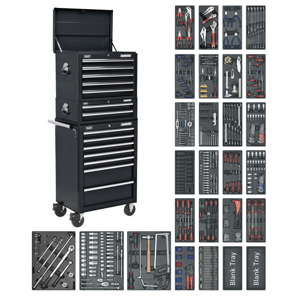 Sealey SPTCOMBO2 Superline PRO® Tool Chest Combination 14 Drawer with 1179pc Tool Kit - Black