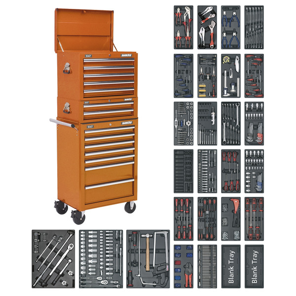Sealey Superline PRO® Tool Chest Combination 14 Drawer with 1179pc Tool Kit - Orange