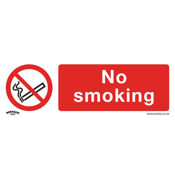 Sealey SS13P10 Worksafe&reg; No Smoking Safety Sign, Rigid Plastic - Pack of 10