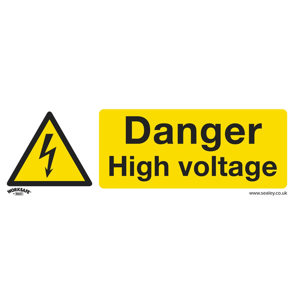 Sealey SS48V10 Worksafe&reg; Danger High Voltage Safety Sign, Self-Adhesive Vinyl - Pack of 10