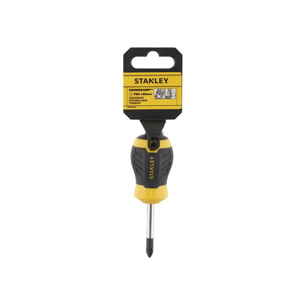 STANLEY® Hand Tools CUSHION GRIP™ Stubby Screwdriver Phillips Tip PH2 x 45mm