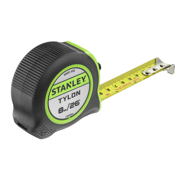STANLEY STA130604 Hi-Vis Tylon Tape Measure 8m (26ft) (Width 25mm) XMS25TAPE8
