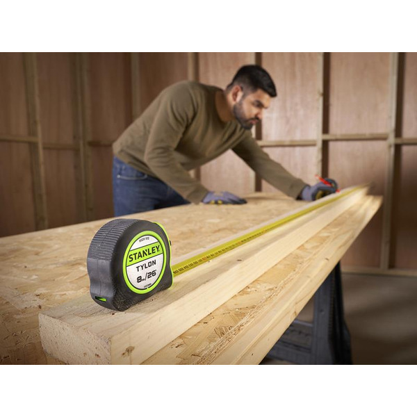 STANLEY STA130604 Hi-Vis Tylon Tape Measure 8m (26ft) (Width 25mm) XMS25TAPE8