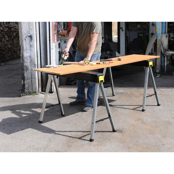 Folding Metal Leg Sawhorses (Twin Pack)