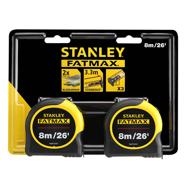STANLEY® Hand Tools FatMax® Classic Tape Twin Pack 8m/26ft (Width 32mm)