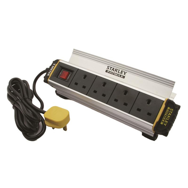 STANLEY® Electrical 4-Gang IP20 Powerboard with Clamp 3m