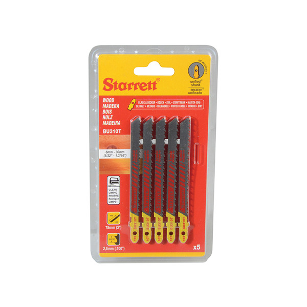 Starrett BU310T-5 Wood Cutting Jigsaw Blades Pack of 5