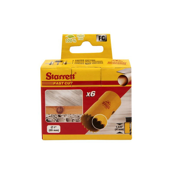 Starrett FCH0100-6 Fast Cut Bi-Metal Holesaw 25mm Bulk Pack of 6