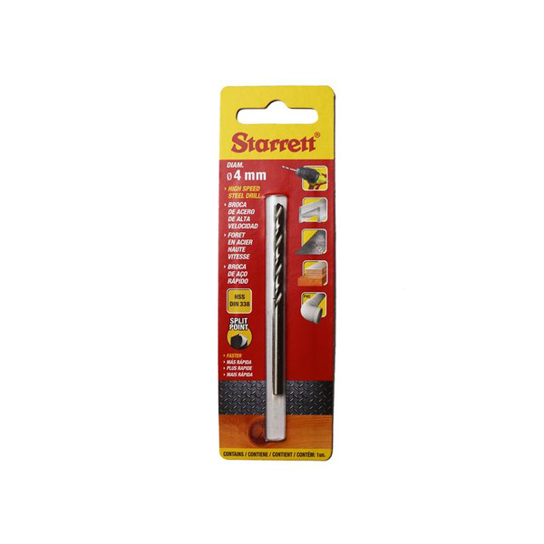 Starrett HSS Split Point Drill Bit 4.0 x 75mm