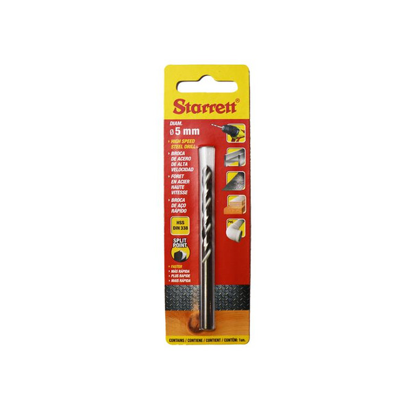 Starrett HSS Split Point Drill Bit 5.0 x 86mm
