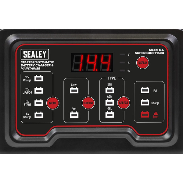 Sealey SUPERBOOST150D 6/12V Automatic Battery Charger & Maintainer 150A Starter/15A