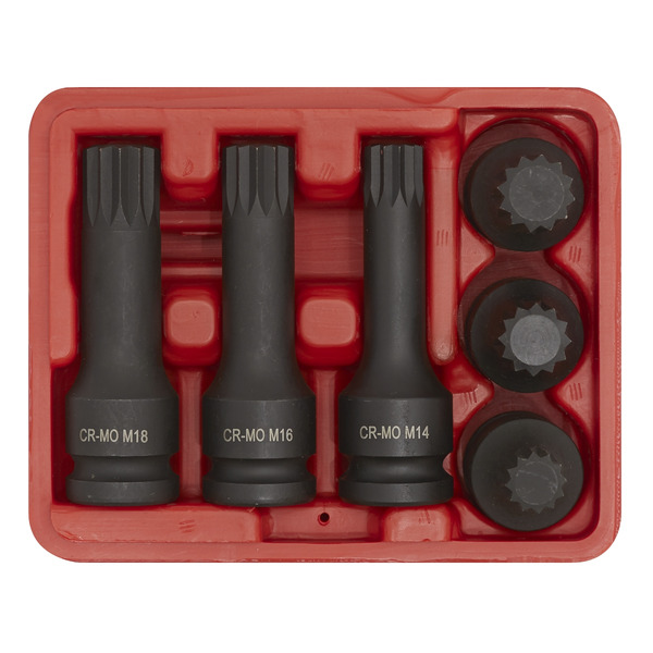Sealey SX052 Impact Spline Socket Bit Set 1/2