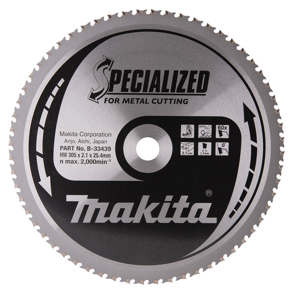 Makita B-33439 305 x 25.4mm 60T Cut Off Mild Steel Saw Blade
