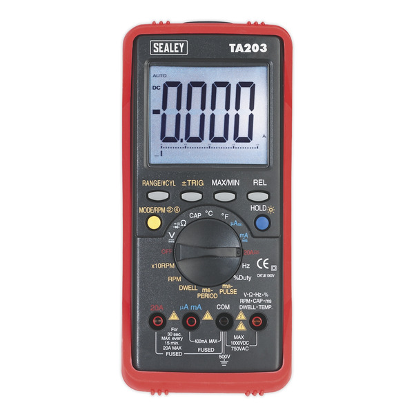 Sealey TA203 15-Function Digital Automotive Multimeter with Bar Graph/PC Link