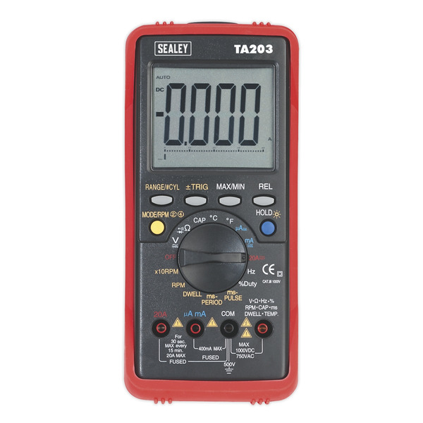 Sealey TA203 15-Function Digital Automotive Multimeter with Bar Graph/PC Link