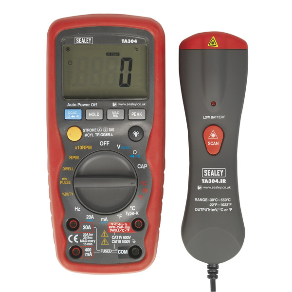 15-Function Digital Automotive Multimeter with Inductive Coupler/Infrared Temperature Probe
