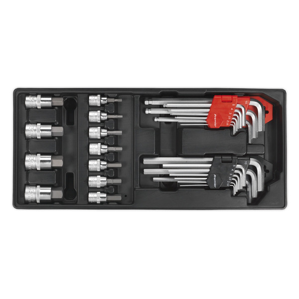 Sealey TBT07 Premier Hex/Ball-End Hex Key & Socket Bit Set with Tool Tray 29pc