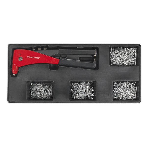 Sealey TBT15 Premier Riveter & Assorted Rivet Set with Tool Tray 400pc