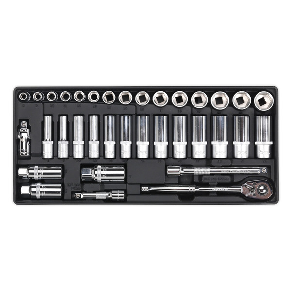 Sealey TBT20 Premier Socket Set with Tool Tray 3/8