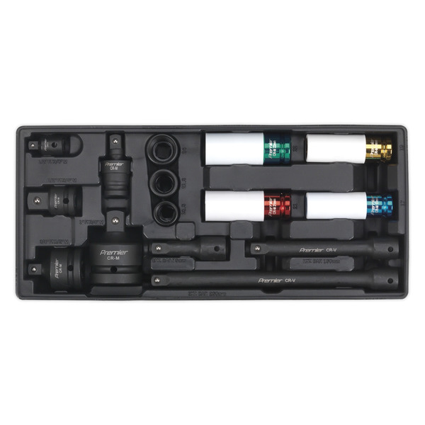 Sealey TBT25 Premier Impact Socket & Adaptor Set with Tool Tray 15pc