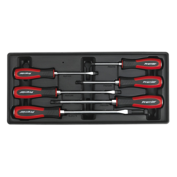 Sealey TBT29 Premier Hammer-Thru Screwdriver Set with Tool Tray 6pc