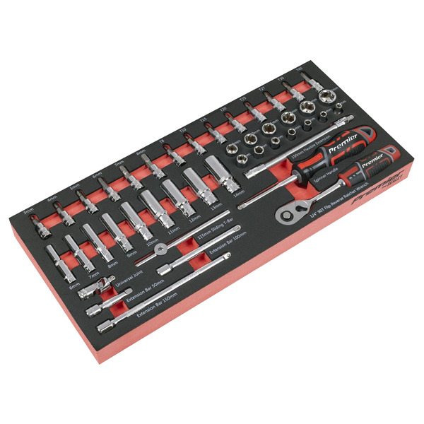 Sealey TBT40 Premier Socket Set with Tool Tray 1/4