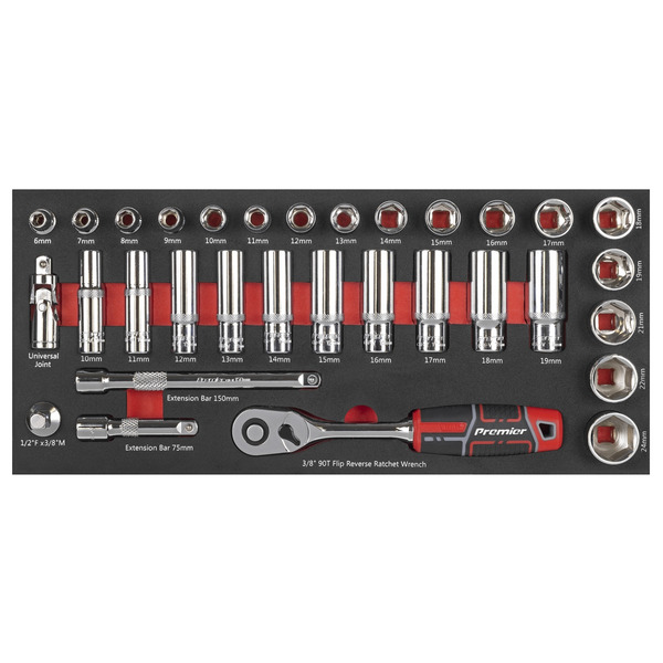 Sealey TBT41 Premier Socket Set with Tool Tray 3/8