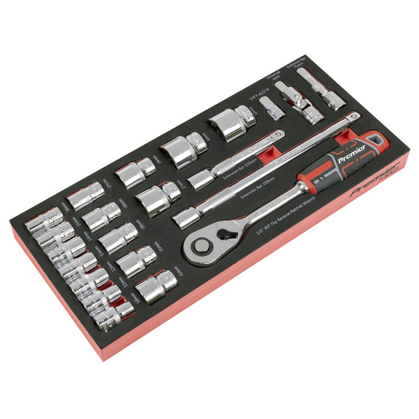 Sealey TBT42 Premier Socket Set with Tool Tray 1/2