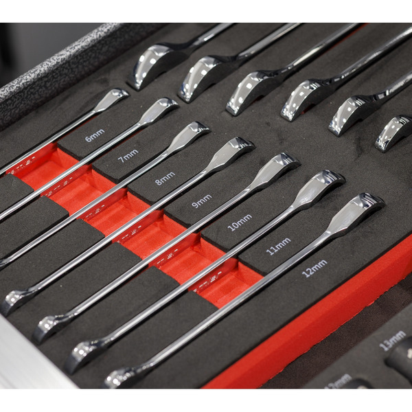 Sealey TBT49 Premier Ratchet Spanner Set with Tool Tray 14pc