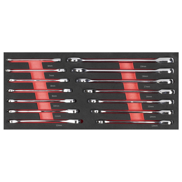 Sealey TBT49 Premier Ratchet Spanner Set with Tool Tray 14pc