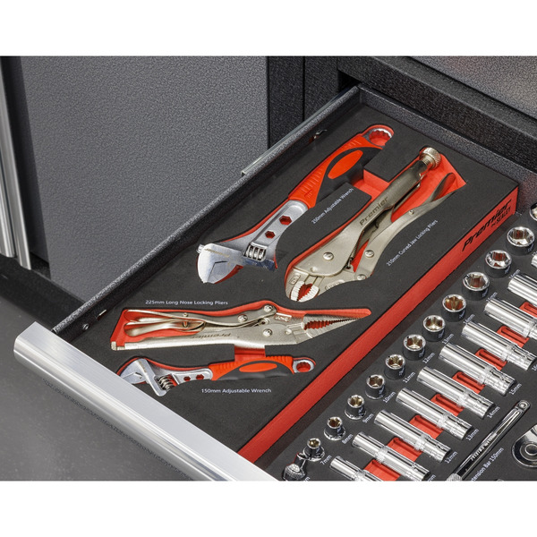 Sealey TBT59 Premier Locking Pliers & Adjustable Wrench Set with Tool Tray 4pc