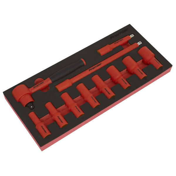 Sealey TBTE01 Premier Insulated Socket Set with Tool Tray 3/8