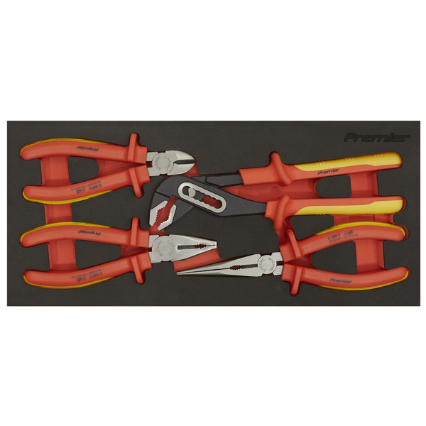 Sealey TBTE07 Premier Insulated Pliers Set with Tool Tray 4pc - VDE Approved