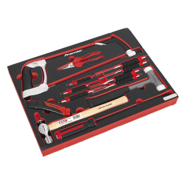 Sealey TBTP06UK Premier Platinum Hacksaw, Hammers & Punch Kit with Tool Tray 13pc