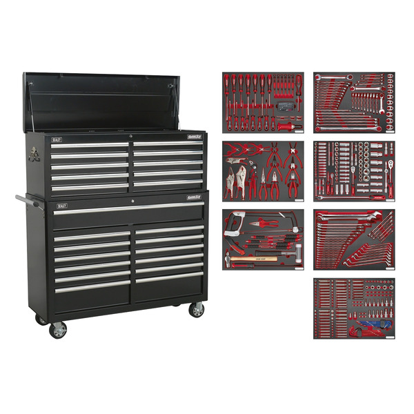 Sealey TBTPBCOMBO4 Superline PRO® Tool Chest Combination 23 Drawer with 446pc Tool Kit - Black