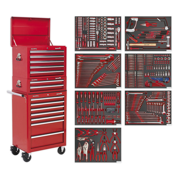 Sealey Superline PRO® Tool Chest Combination 14 Drawer with 446pc Tool Kit - Red