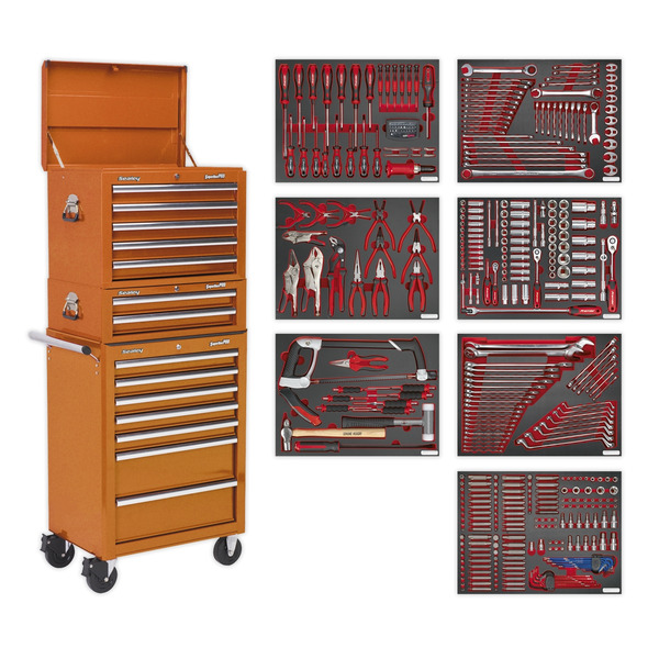 Sealey Superline PRO® Tool Chest Combination 14 Drawer with 446pc Tool Kit - Orange