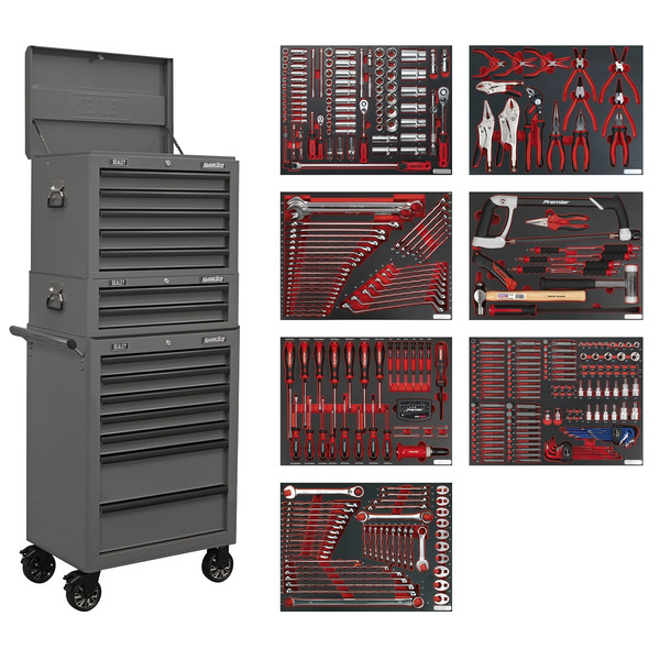 Sealey Superline PRO® Tool Chest Combination 14 Drawer with 446pc Tool Kit - Grey