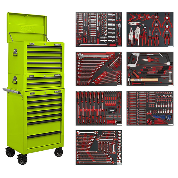Sealey Superline PRO® Tool Chest Combination 14 Drawer with 446pc Tool Kit - Green