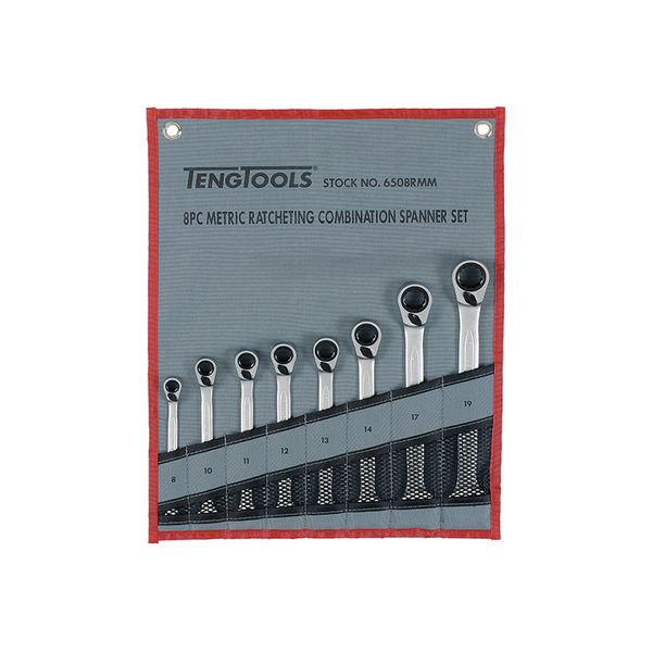 Ratcheting Combination Spanner Set, 8 Piece
